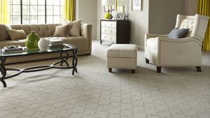 a living room with a carpet