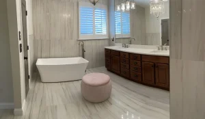elegant bathroom with a huge vanity